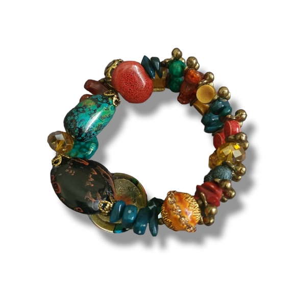 Gorgeous Colorful Multimedia Crystal Beaded Boho Bracelet (OS) - Picture 4 of 9